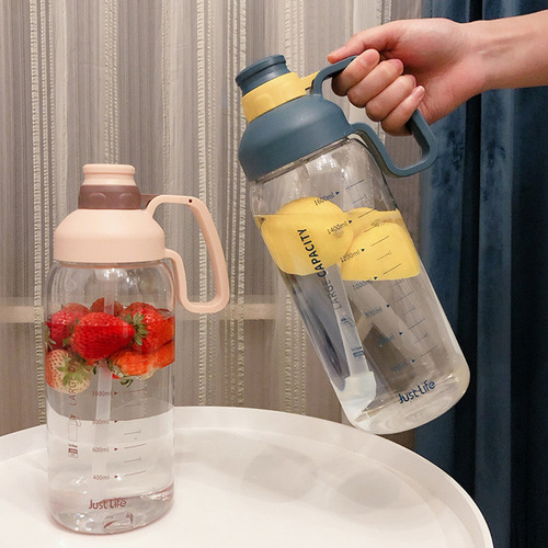 J0s Botella De Agua De 1800 Ml Con Marcador Y Pajita Para
