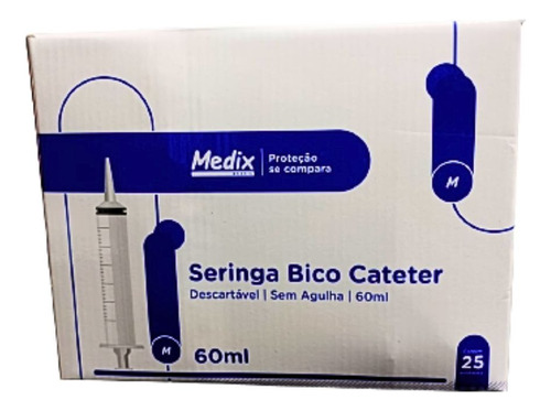 Seringa Bico Cateter 25und (60ml) - Medix