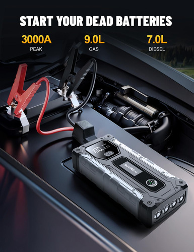 Car Jump Starter Sharmeal 3000a Para Gasolina De 9 L Y 7 L D