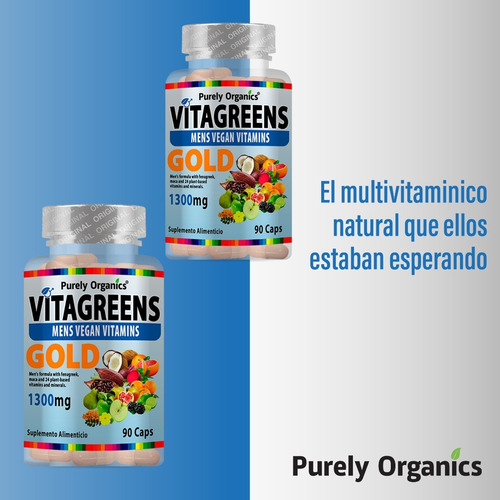 Combo 2 Vitagreens | Vitaminas Veganas Para Hombre 90caps Sabor Sin sabor