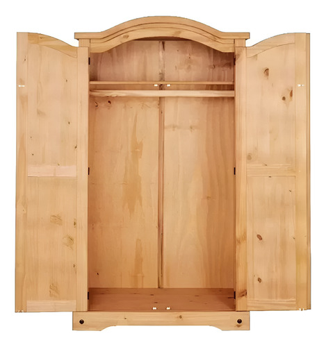 Ropero Armario 2 Puertas Estante Y Perchero - Madera Maciza