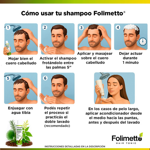 Shampoo Dht Blocker Natural Para Hombre Y Mujer Folimetto