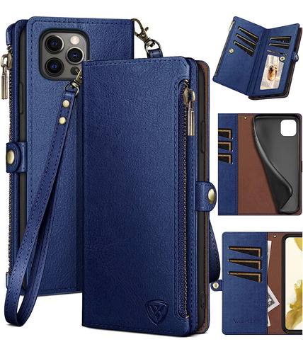 Funda Cartera Para iPhone 13 Pro Max 6.7 Pulgadas - Blue 