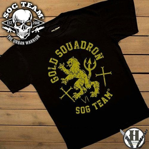 Remera Tactica Negra Gold Scuadron Sog Team Todos Talles