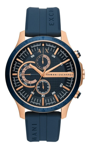 Reloj Hombre Armani Exchange Hampton Chrono Silicon Color De La Correa Azul