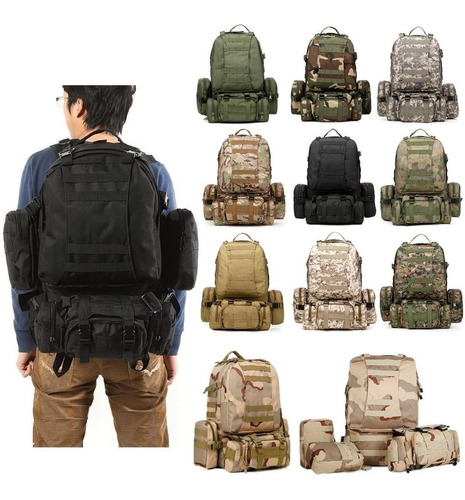 Mochila Táctica Camuflaje Militar Trekking 50l+1 Obsequio 