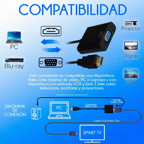 Cable Adaptador Convertidor Hdmi - Vga +regalo Cable 3.5mm