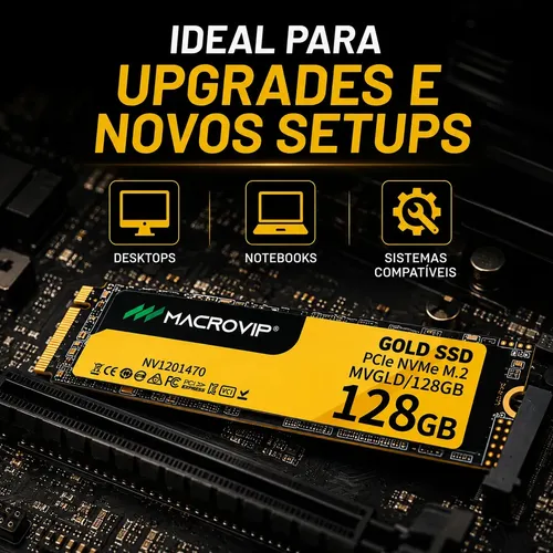 SSD M.2 NVMe Macrovip 128GB 2280 PCIe Gen 3x4 Leitura 1000MB/s