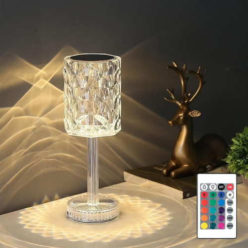Lámpara De Mesa De Cristal Con 16 Colores Rgb Táctil