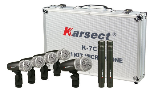 Microfones Bateria Jogo Da Karsect K7c 7 Peças Profissional Cor Preto