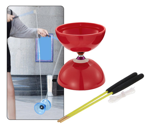 Juguete Diabolo Divertido Con Cuerda Con Varillas, Rojo