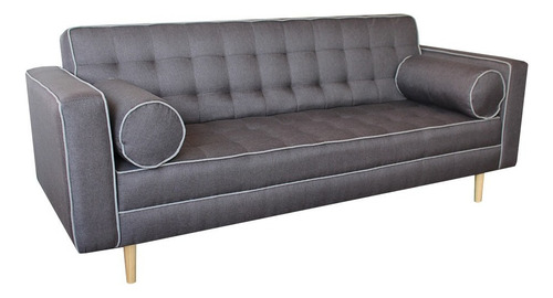 Sofa Cama Alocacia - Madera Y Tapiz Color Gris Diseño De La Tela Lino