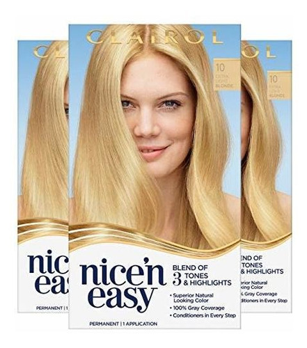 Clairol Nice'n Easy Permanent Hair Color, 10 Extra Light Blo