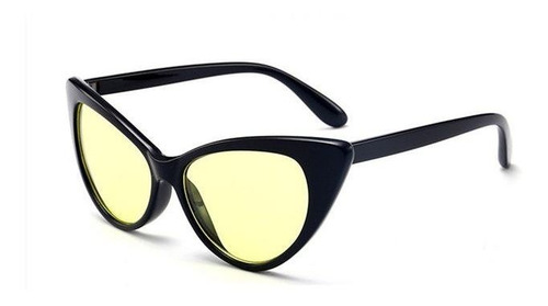 Óculos Noturno Formato De Gatinho Armação Preta Com Lentes