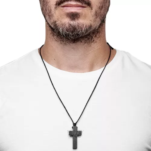 Collar Hombre Dije Cruz Collares Hombre Colgante Soga |