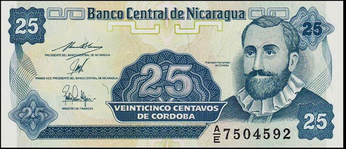 Fk Billete Nicaragua 25 Centavo 1991 P-170 Sin Circular