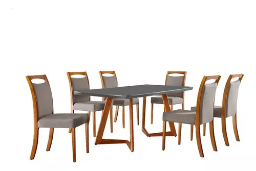Conjunto Sala de jantar Munique 6 cadeiras Mobillare