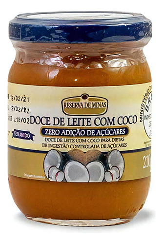 Doce De Leite Com Coco Zero Açúcar Reserva De Minas 210g