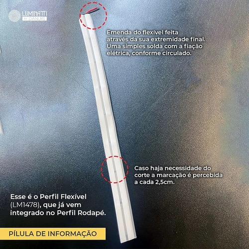 Perfil De Rodapé Branco C/ Led Integrado 1m 10w/m Ip65 2700k