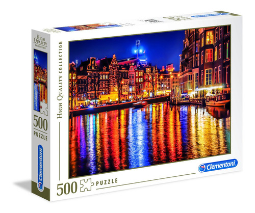 Amsterdam Canal De Noche Rompecabezas 500 Pz Clementoni
