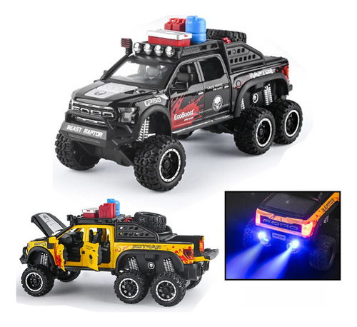 Ford Raptor F150 Miniatura Metal Coche Con Luz Y Sonido 1/28