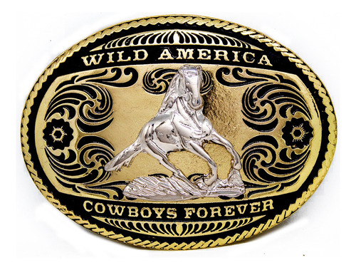 Fivela Dourada Cavalo Country Wild America Cowboys Forever 