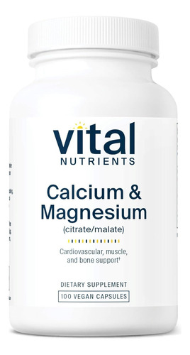 Vital Nutrients Calcium Magnesium (citrate Malate )100 Cáps Sabor Sin Sabor