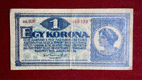 Billete 1 Korona Hungria 1920 Pick 57 