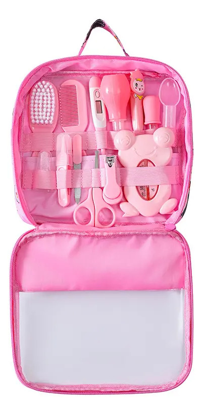 Kit Higiene Cuidados Saúde Bebê Recém Nascido 13pc Cor Rosa