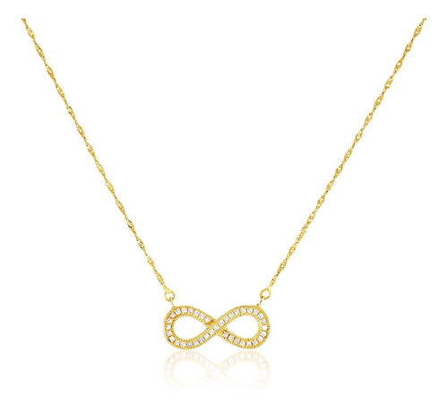 Colar Feminino Infinito Semijoia Banhado A Ouro 18 Cravejada