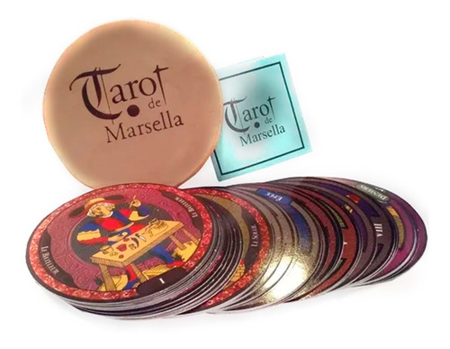 Tarot De Marsella + Caja Contenedora De Madera Circular