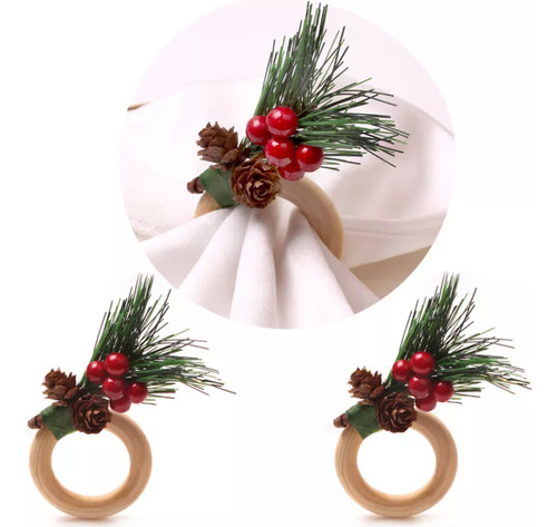 Servilleteros Navideños En Forma De Piñas, 6 Unidades