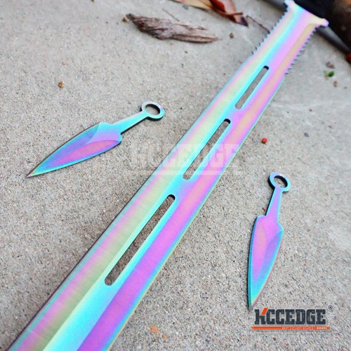 Ninjato Espada Ninja Acero 440 Con Doble Filo Con Kunais