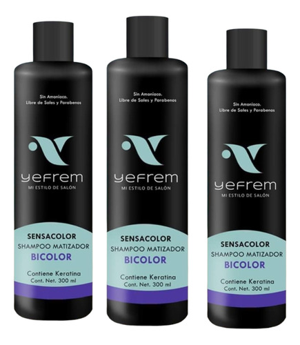Kit 3 Pz Shampoo Bicolor Yefrem Profesional 300ml