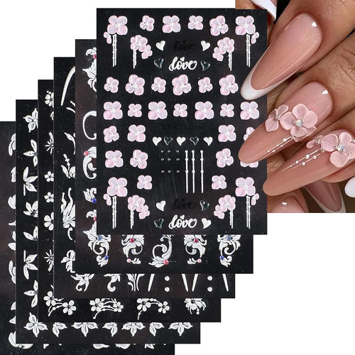 ~? Votacos Flower Nail Art Stickers 5d Embossed Nail Decals 