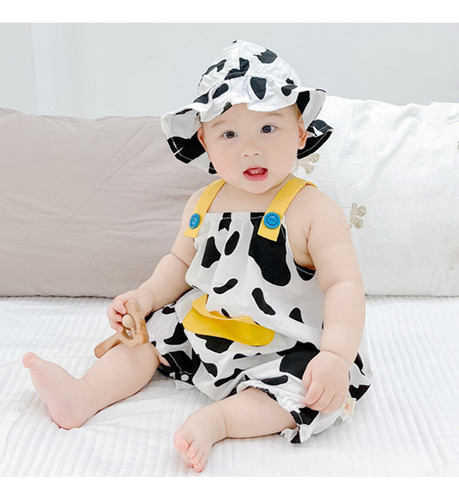 Conjunto De Mameluco Casual Con Estampado De Vaca Para Bebés