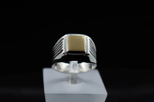 Anillo Sello Hombre Plata 950 Nacional Oro 16k