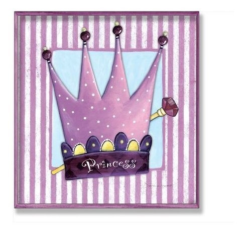 The Kids Room By Stupell Purple Princess Crown Con Rayas Y L