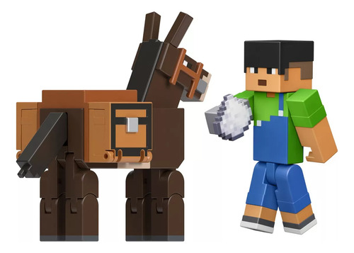 Minecraft Figura De Acción Paquete Steve Y Mula 3.25 Pulgadas