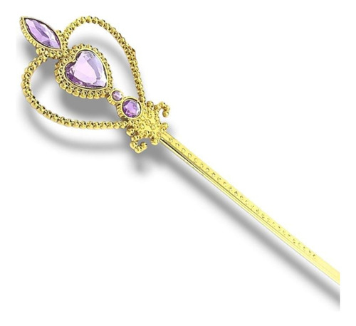 Varinha Princesa Coração Dourada C/ Pedras Cor Dourado