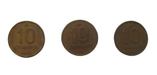 Lote 3 Monedas 10 Centavos Austral Año 1986/87