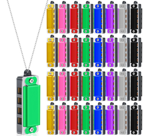 Ecally 32 Piezas De Mini Collar De Armonica Lindo 4 Agujeros