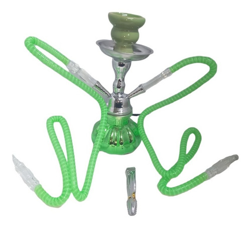 Pipa Narguile Hookah Árabe 26cm De Alto 2 Manguera Colores