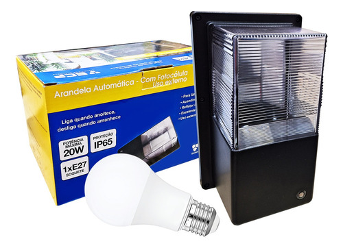Luminaria Automatica Arandela Sensor Fotocelula Branco Frio