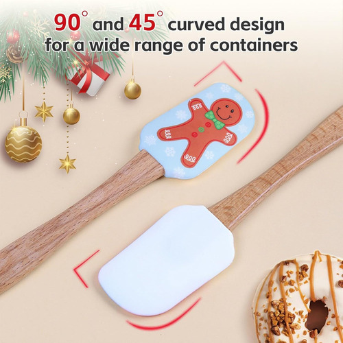 Juego De 4 Espátulas De Silicona Para Hornear Navideñas Con
