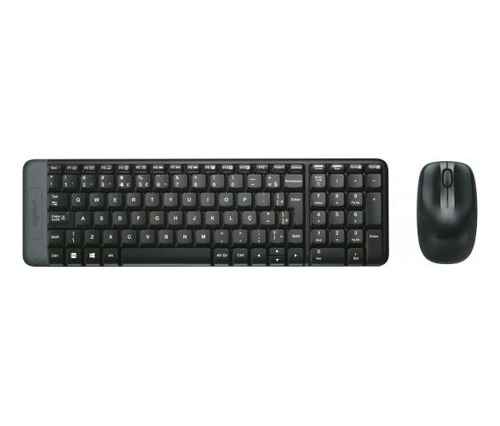 Kit Teclado E Mouse Logitech Mk220 Wireless Preto Preto
