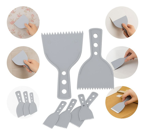 Espátula Plástica Dentada - P/ Resina Ou Massa Kit 4un