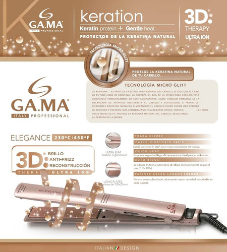 Planchita De Pelo Gama Keration Elegance Micro Glitt Y Long