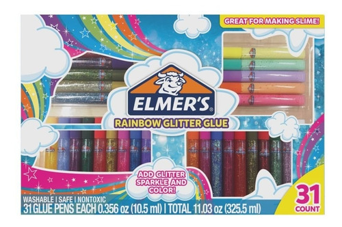 Elmers Kit Rainbow 31 Piezas Tonos Pastel Glitter Adhesivo 
