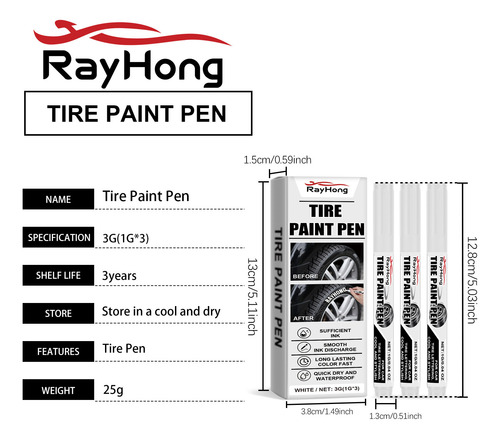 Lápiz De Pintura Blanco Para Neumáticos De Coche J, 3 Ml, Pi